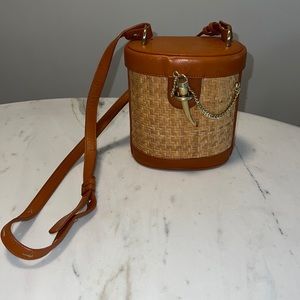 Sancia Rattan and Leather Crossbody bag